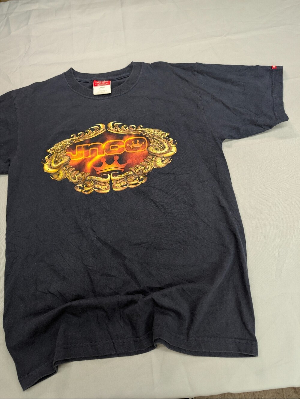 Vintage JNCO Jeans Crown Dragon T Shirt Navy Large